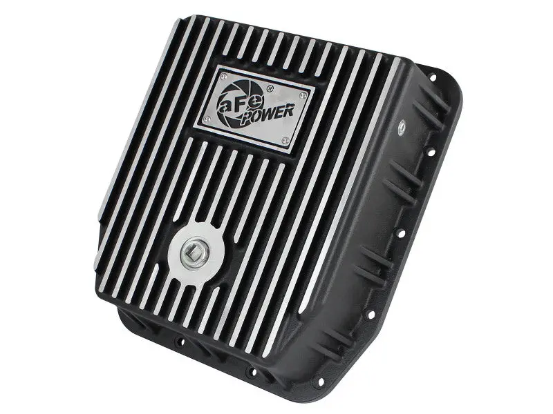 Afe Power Transmission Pan Ford Trucks 80-92 (Aod Transmission)- Black W/ Machined Fins 1