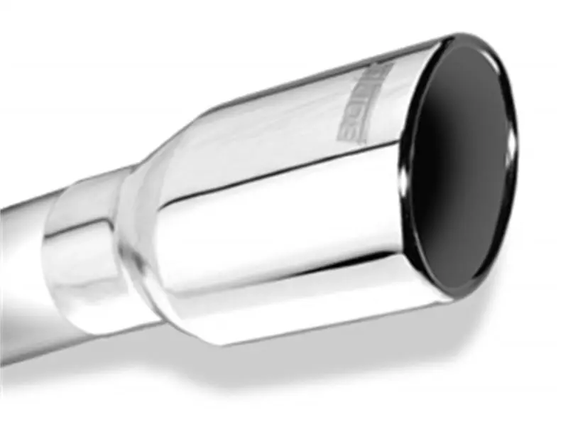 Borla Universal Polished Tip Single Round Rolled Angle-Cut W/Clamp 1