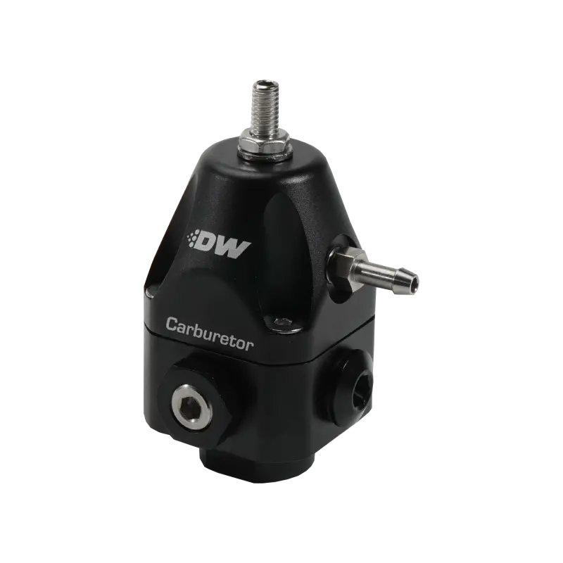 Deatschwerks Compact Carburetor Adjustable Fuel Regulator 6An X4 Inlets - 6An Return - Black 1
