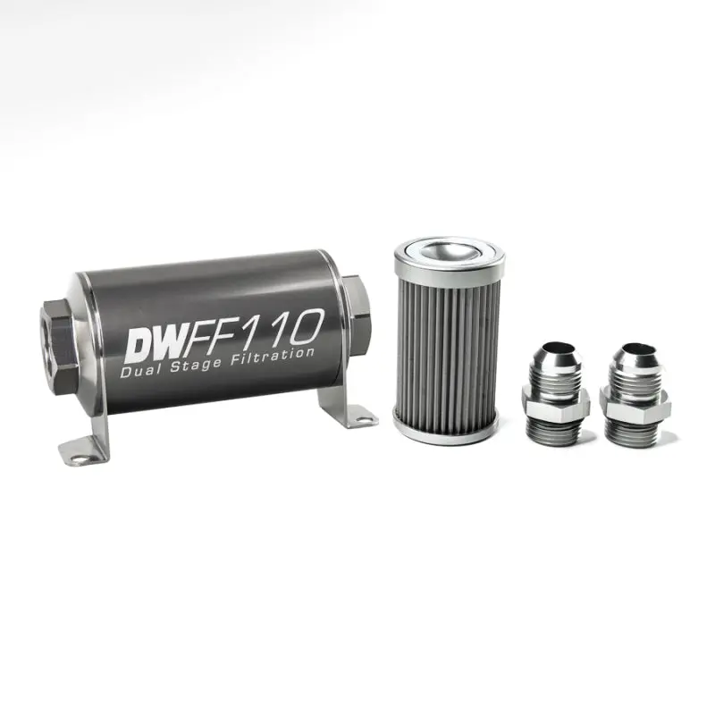 Deatschwerks Stainless Steel 10An 40 Micron Universal Inline Fuel Filter Housing Kit (110Mm) 1