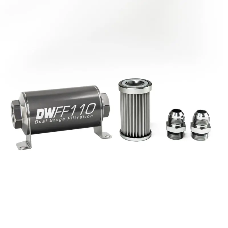 Deatschwerks Stainless Steel 10An 5 Micron Universal Inline Fuel Filter Housing Kit (110Mm) 1