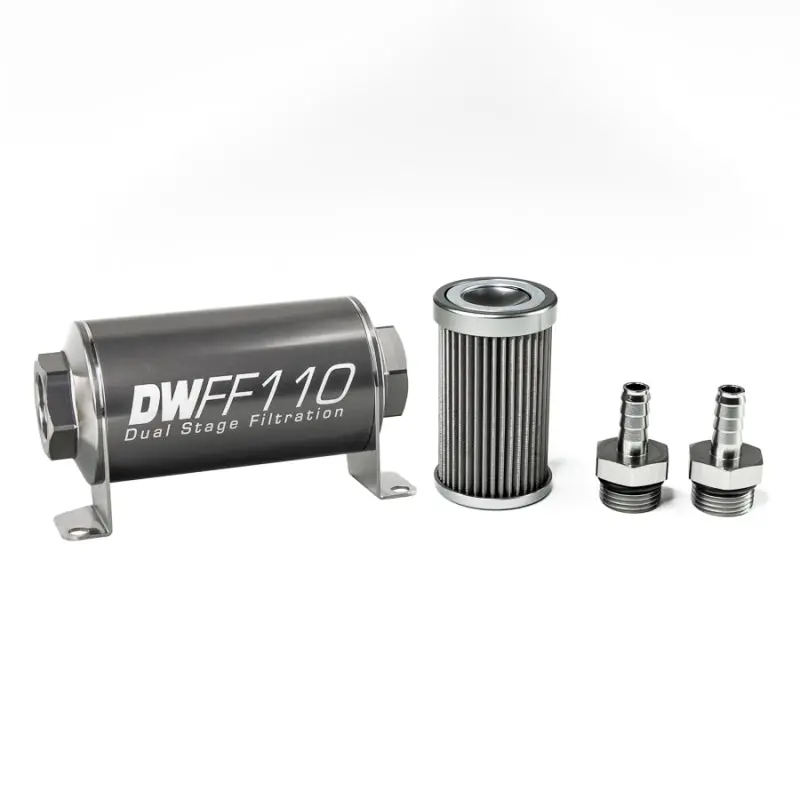 Deatschwerks Stainless Steel 3/8In 40 Micron Universal Inline Fuel Filter Housing Kit (110Mm) 1