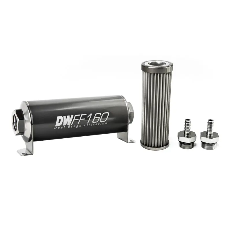Deatschwerks Stainless Steel 5/16In 40 Micron Universal Inline Fuel Filter Housing Kit (160Mm) 1