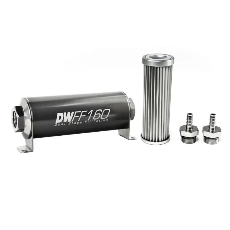 Deatschwerks Stainless Steel 5/16In 5 Micron Universal Inline Fuel Filter Housing Kit (160Mm) 1