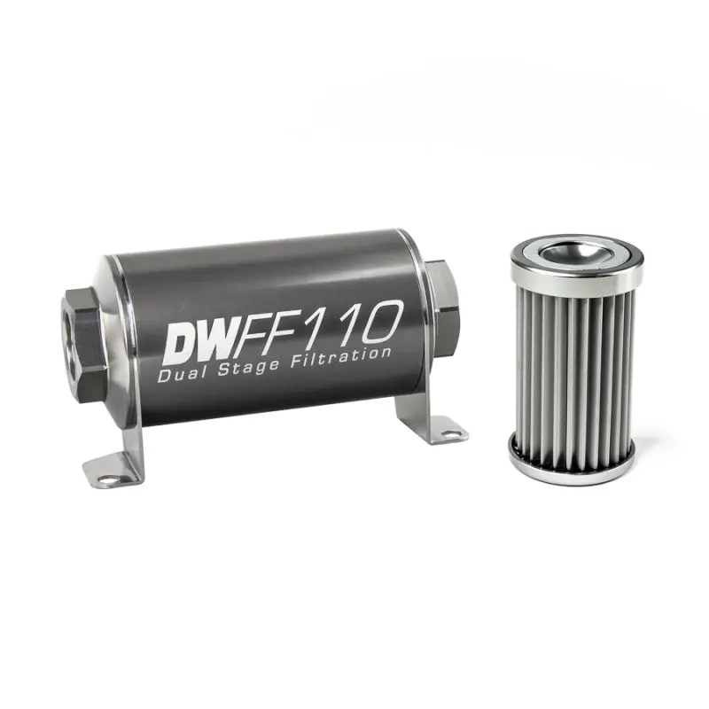 Deatschwerks Stainless Steel 5 Micron Universal Inline Fuel Filter Housing Kit (110Mm) 1