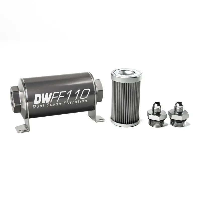 Deatschwerks Stainless Steel 6An 40 Micron Universal Inline Fuel Filter Housing Kit (110Mm) 1