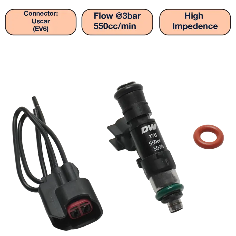Deatschwerks Universal 550Cc Single Fuel Injector / 48Mm Length / 14Mm O-Ring Seals 1