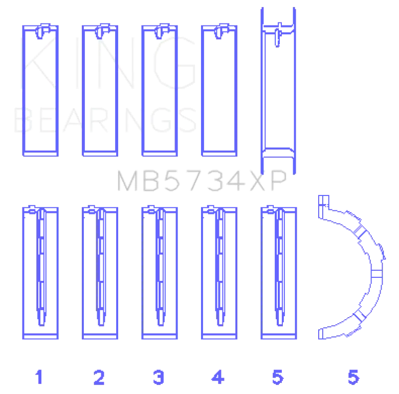 King Engine Bearings Ford Mustang 302 Coyote (Size Stdx) Performance Main Bearing Set 2