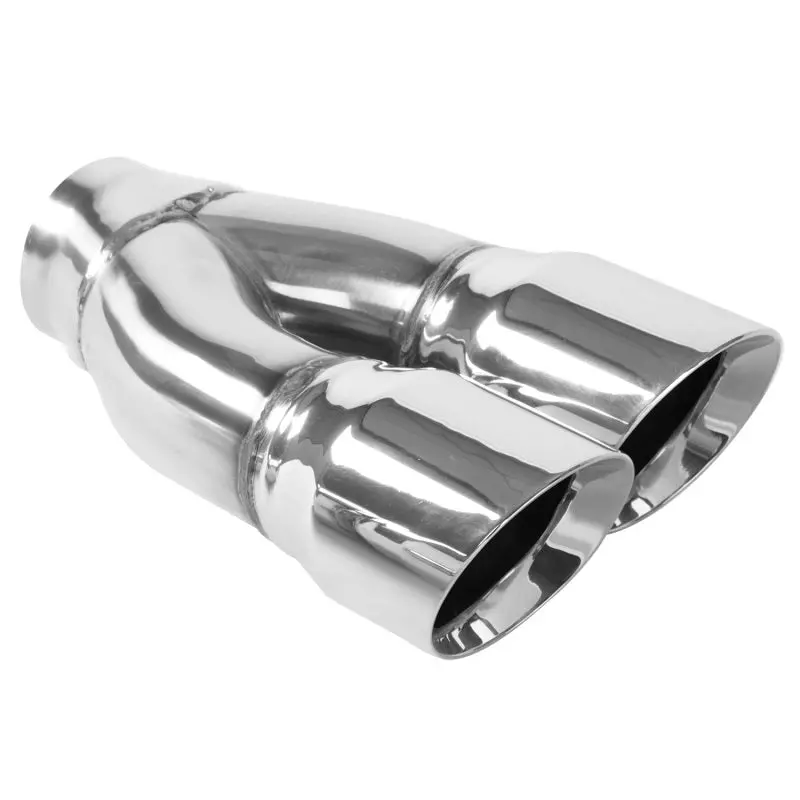 Magnaflow Tip Stainless Double Wall Round Dual Outlet Polished 3In Dia 2.25In Inlet 9.75In Length 1