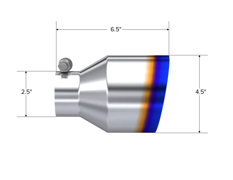 Mbrp Universal Burnt Ss Tip 2.5In Id / 4.5In Od Out / 6.5In Length Angle Cut Single Wall 2