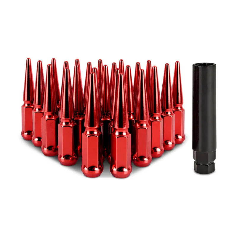 Mishimoto Mishimoto Steel Spiked Lug Nuts M12 X 1.5 24Pc Set Red 1