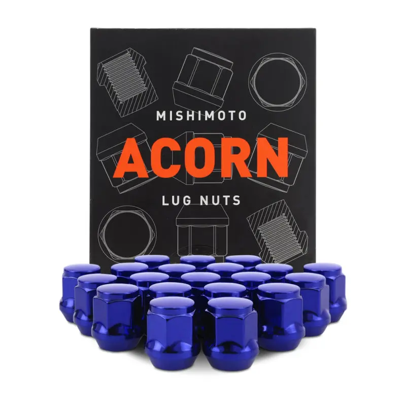 Mishimoto Steel Acorn Lug Nuts M12 X 1.5 - 20Pc Set - Blue 1