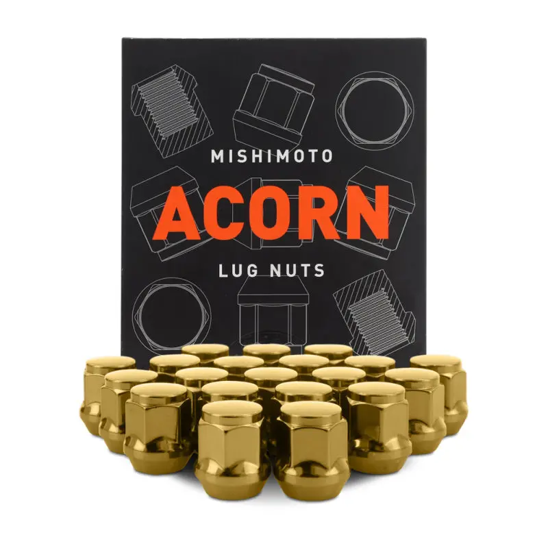 Mishimoto Steel Acorn Lug Nuts M12 X 1.5 - 20Pc Set - Gold 1