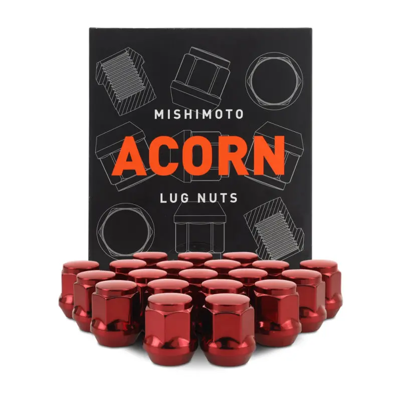 Mishimoto Steel Acorn Lug Nuts M12 X 1.5 - 20Pc Set - Red 1