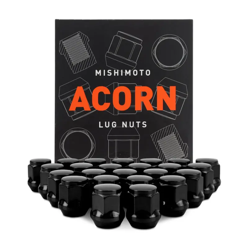 Mishimoto Steel Acorn Lug Nuts M12 X 1.5 - 24Pc Set - Black 1