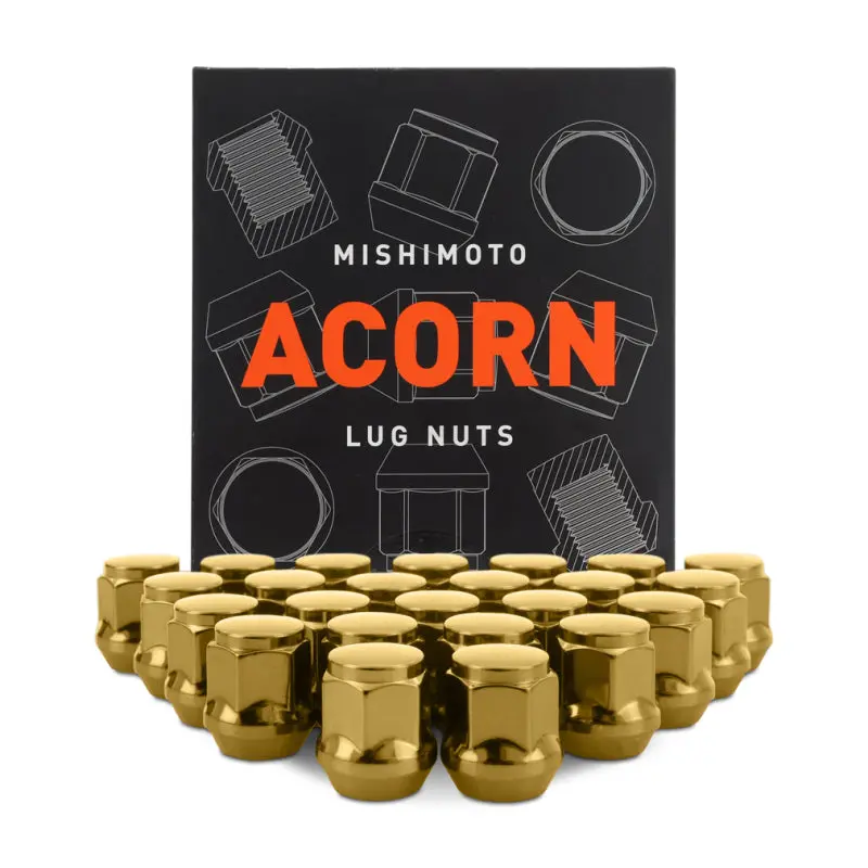 Mishimoto Steel Acorn Lug Nuts M12 X 1.5 - 24Pc Set - Gold 1