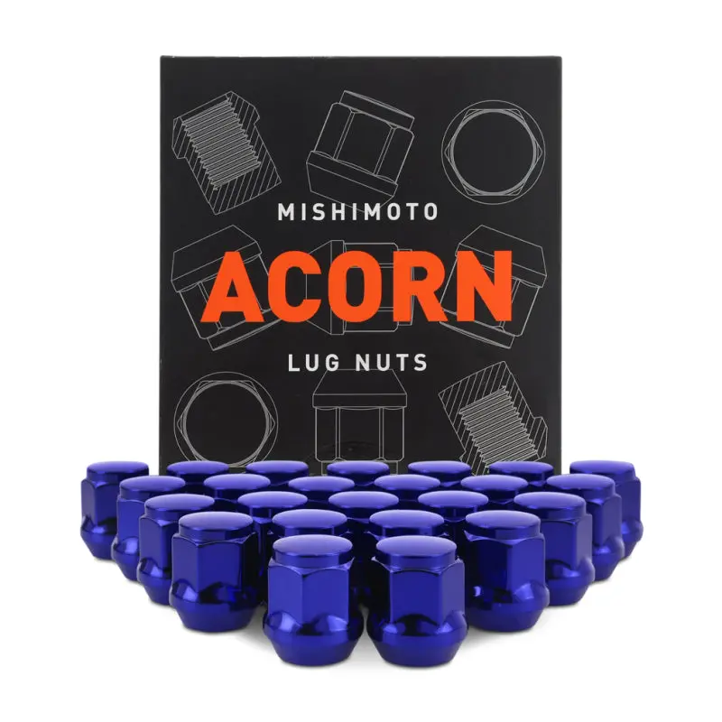 Mishimoto Steel Acorn Lug Nuts M14 X 1.5 - 24Pc Set - Blue 1