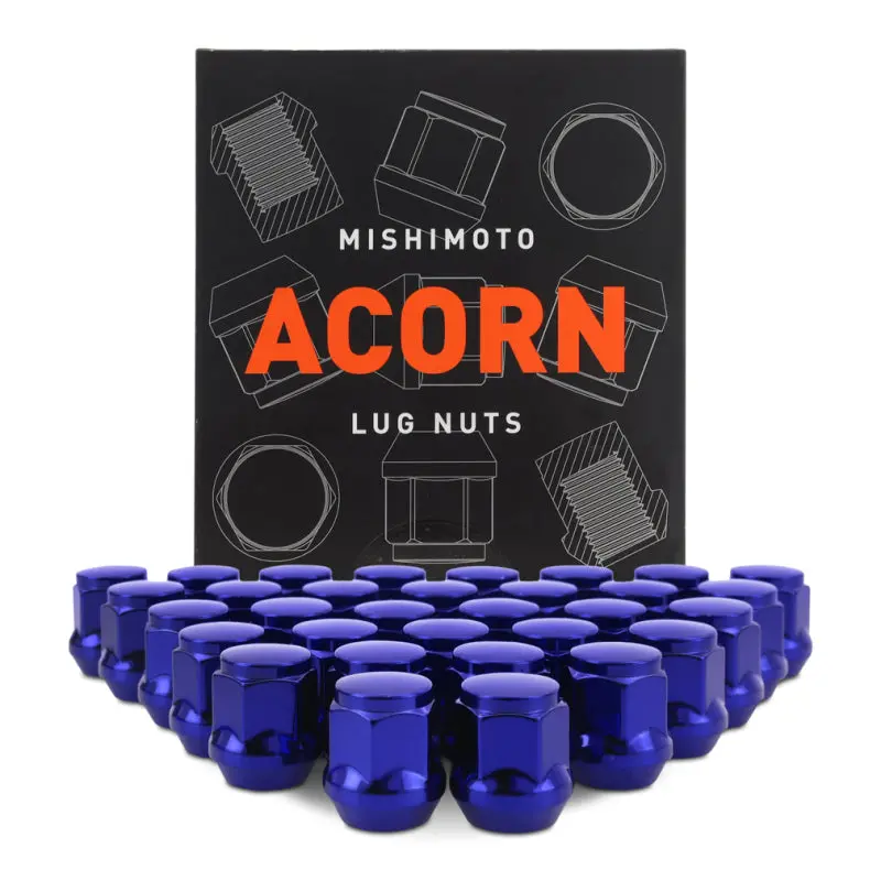 Mishimoto Steel Acorn Lug Nuts M14 X 1.5 - 32Pc Set - Blue 1