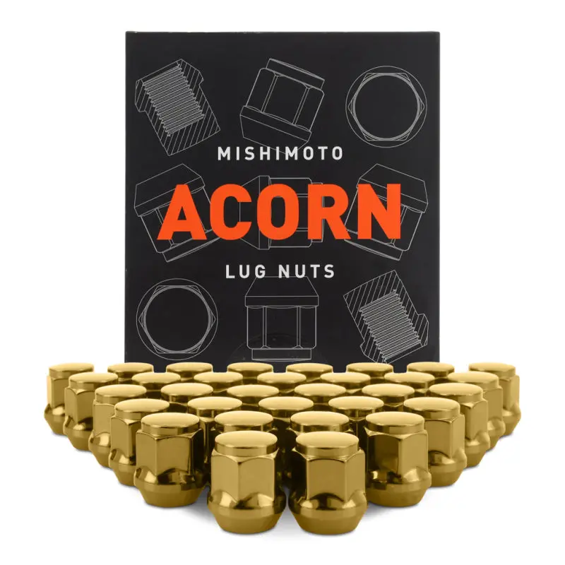 Mishimoto Steel Acorn Lug Nuts M14 X 1.5 - 32Pc Set - Gold 1