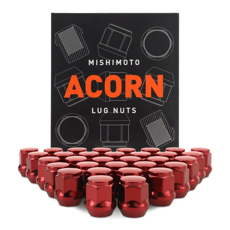 Mishimoto Steel Acorn Lug Nuts M14 X 1.5 - 32Pc Set - Red 1