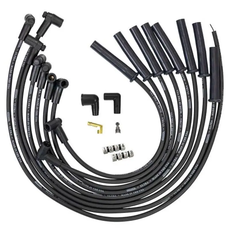 Moroso Ford 289 302 351W Hei-Style Cap Ultra 350 8Mm Multi-Angle Boot Spark Plug Wire Set - Black 1