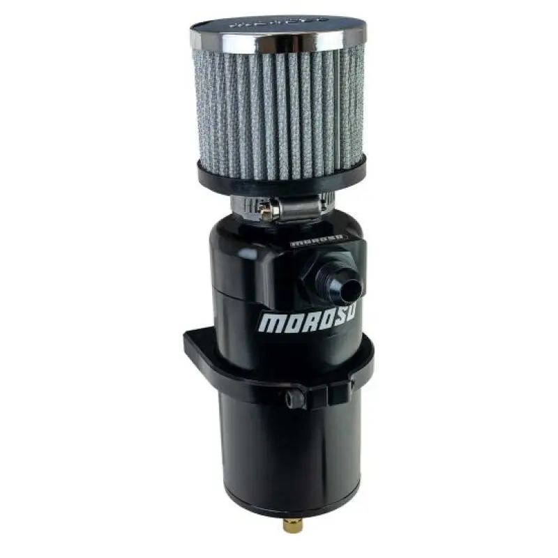 Moroso Single Inlet -8An Billet Breather Tank Catch Can - Black 1