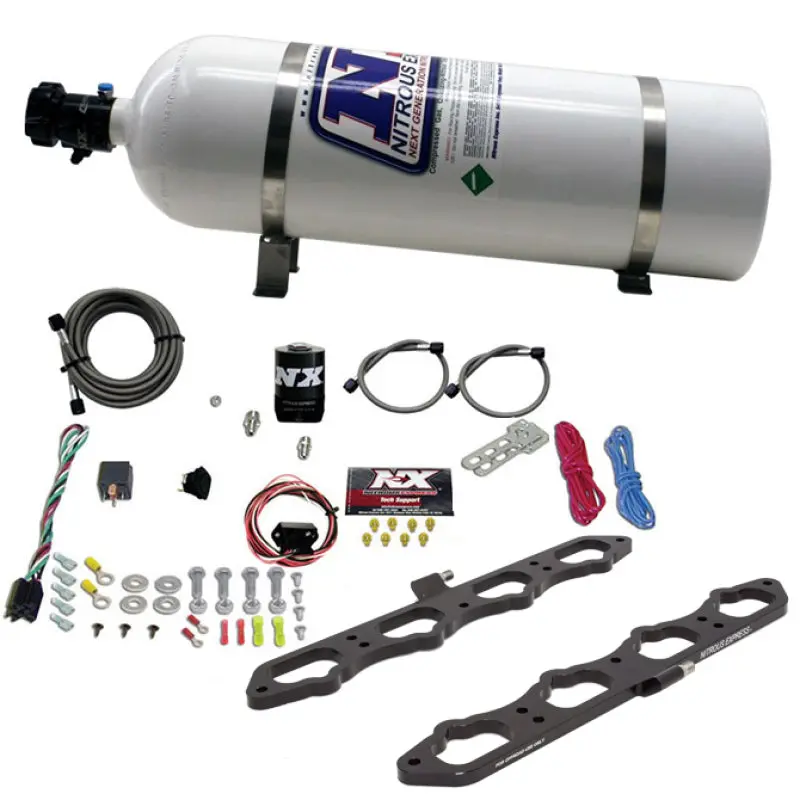 Nitrous Express 2018+ Ford 5.0L Coyote Dry Direct Port Plate System W/15Lb Bottle 1