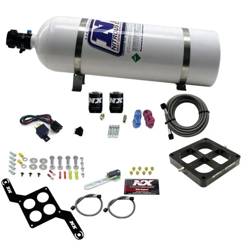 Nitrous Express Dry Dual Stage Billet Crossbar Plate System 100-1000Hp (4500 Flange) W/15Lb Bottle 1