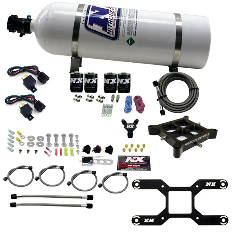 Nitrous Express Dry Quad Stage Billet Crossbar Plate System 100-2000Hp (4150 Flange) W/15Lb Bottle 1