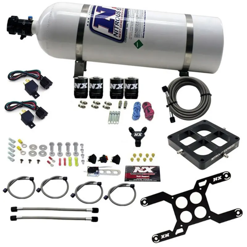 Nitrous Express Dry Quad Stage Billet Crossbar Plate System 100-2000Hp (4500 Flange) W/15Lb Bottle 1