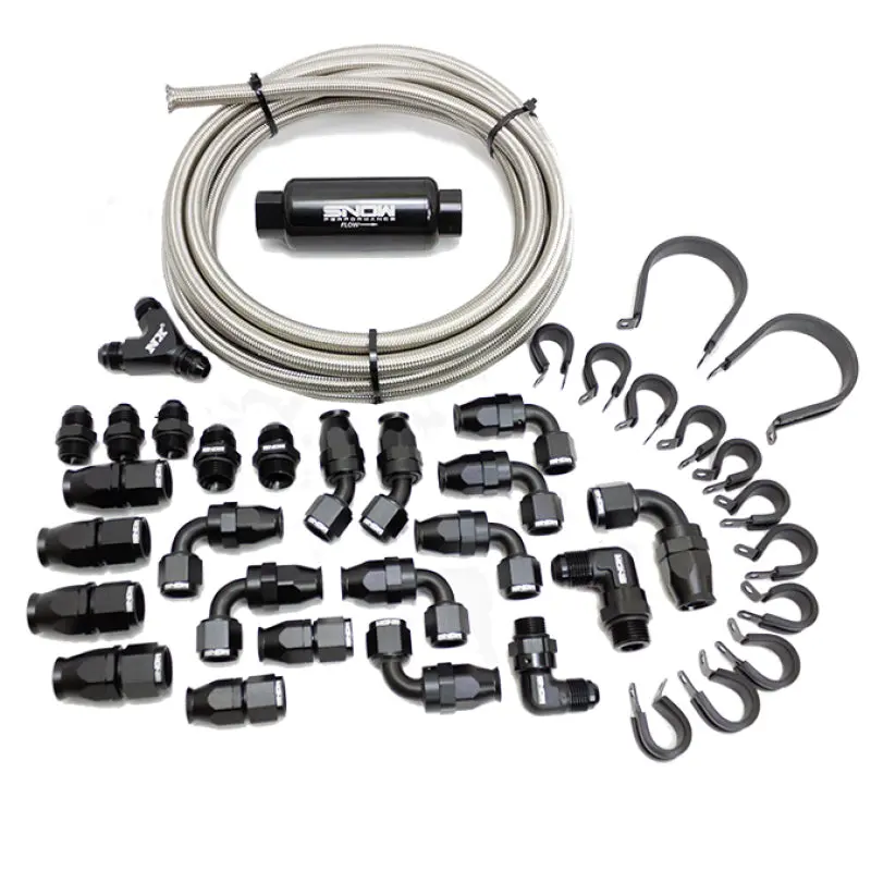 Snow 8An Braided Stainless Ptfe Fuel Line Kit - 30Ft 1