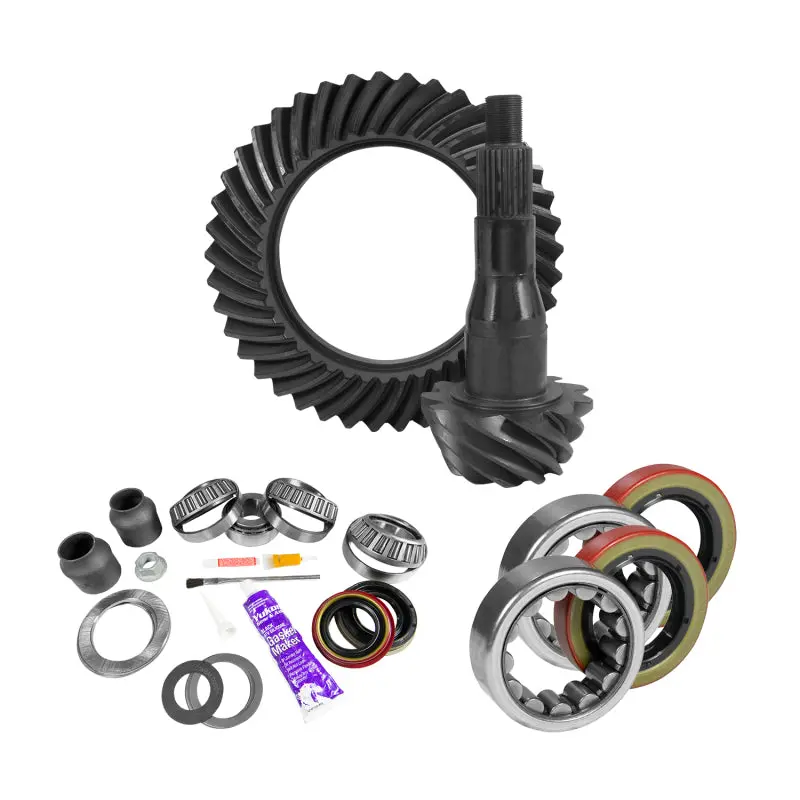 Yukon Gear 9.75In Ford 3.55 Rear Ring & Pinion Install Kit 2.53In Od Axle Bearings And Seal 1