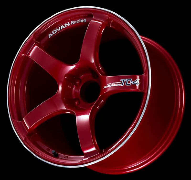 Advan Tc4 17X7.5-Inch +48 Offset 5X114.3 Alloy Wheel In Racing Candy Red With Ring Accent 1