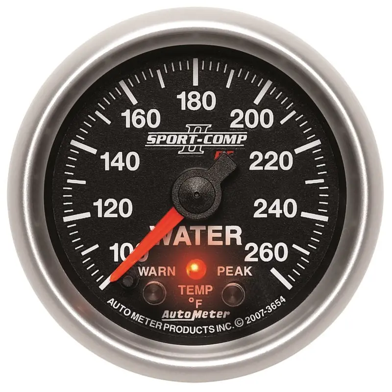 Autometer Sport-Comp Ii Water Temperature Gauge – 52.4Mm, 100–260°F, With Peak Hold And Warning Features 1