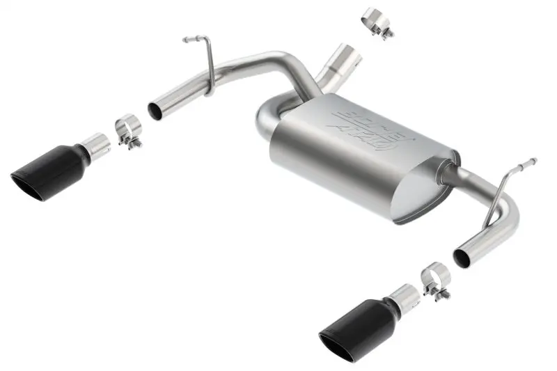 Borla Atak Exhaust Rear Section For 2012–2014 Jeep Wrangler Jk – Dual Or Four-Door, Single Exit, Square Tip, Angle-Cut, Black Chrome Finish 1