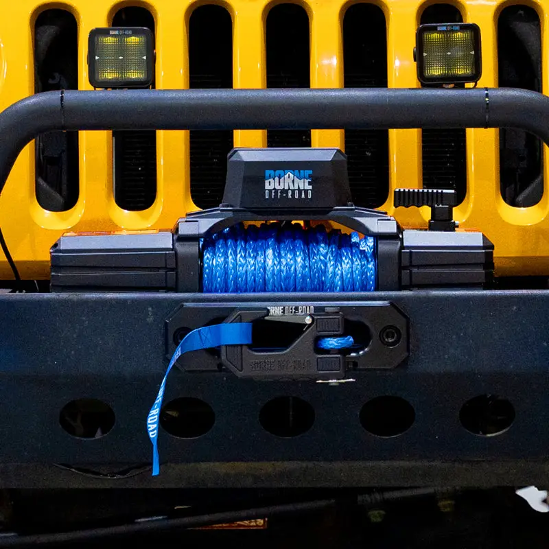 Borne Off-Road 12,000-Lb Winch With Grey Synthetic Rope 1