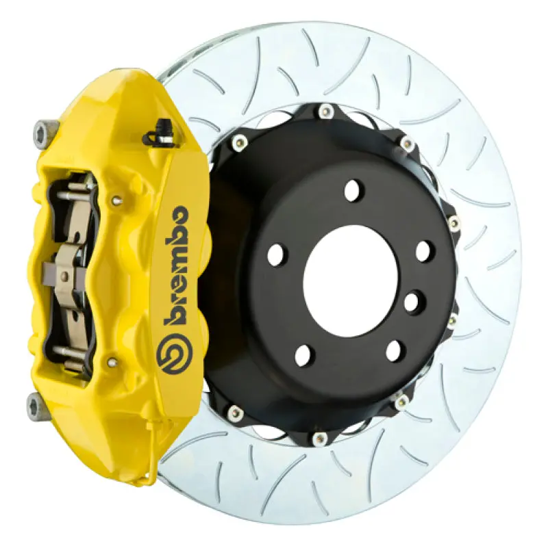 Brembo 15-23 Mustang Rear Gt Bbk 4 Piston Cast 380X28 2Pc Rotor Slotted Type3- Yellow 1