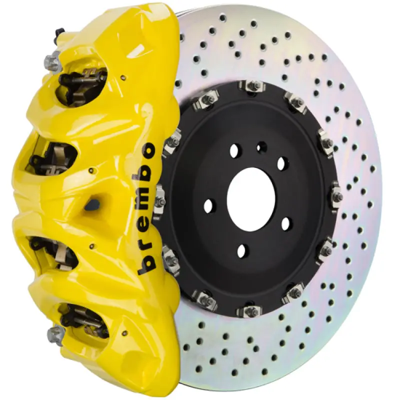 Brembo 21+ Escalade Front Gt Bbk 8 Piston Cast 412X38 2Pc Rotor Drilled-Yellow 1