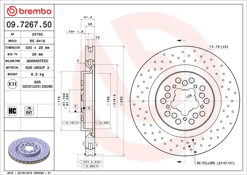 Brembo Oe Drilled Brake Discs For 2000–2004 Ferrari 360 1