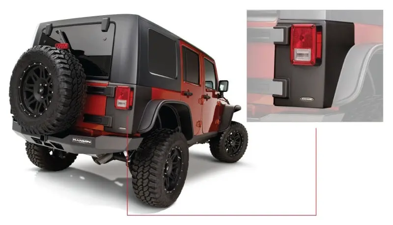 Bushwacker Trail Armor Rear Corner Guards – Black, Fits 2007–2018 Jeep Wrangler 1