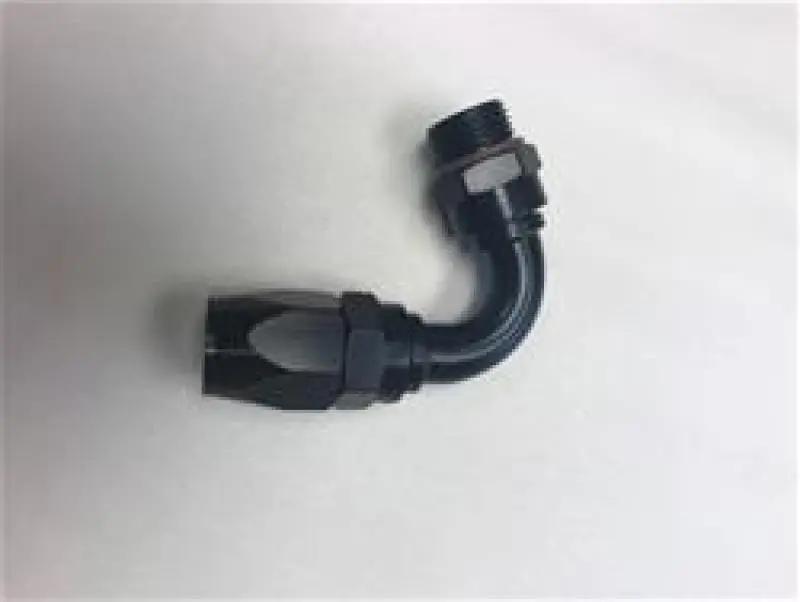 Fragola -12An Male 120° Radial Hose Fitting – Black Pro-Flow Swivel End 1