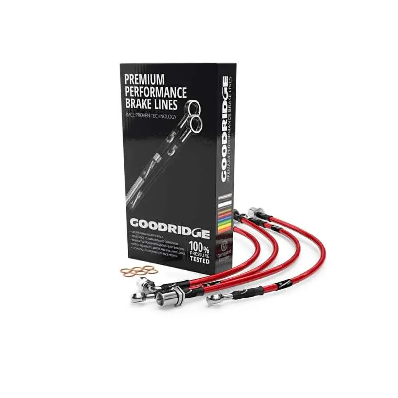Goodridge Stainless Steel Brake Line Kit – Mini Cooper F55/F56/F57 (4-Door & S Models), Red Finish 1