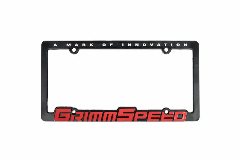Grimmspeed License Plate Frame – Red Text Logo, Single Unit 1