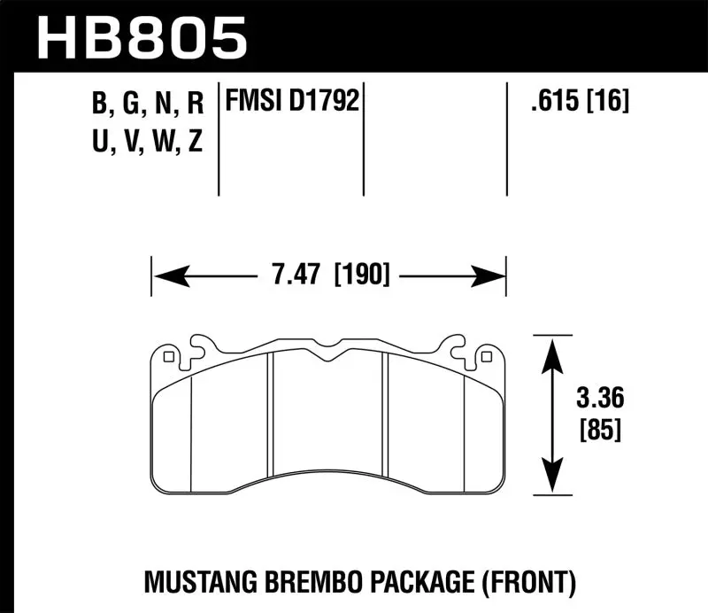 Hawk Dtc-30 Front Brake Pads For 2015–2017 Ford Mustang With Brembo Package 1