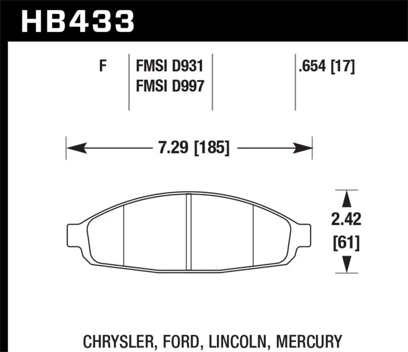 Hawk Dtc-70 Race Front Brake Pads For 2003–2011 Ford Crown Victoria 1