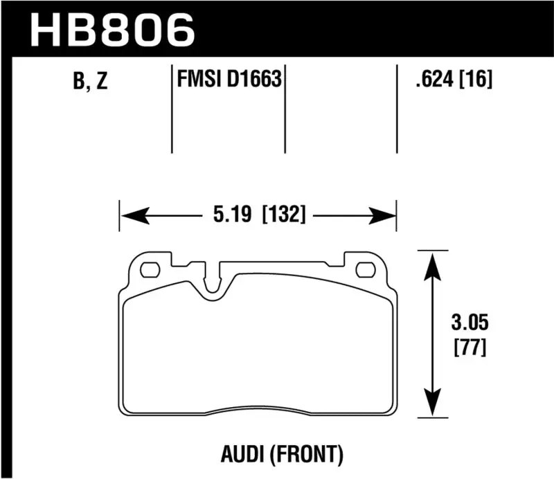 Hawk High-Performance Street Front Brake Pads For 2016–2017 Audi A6 5.0L 1