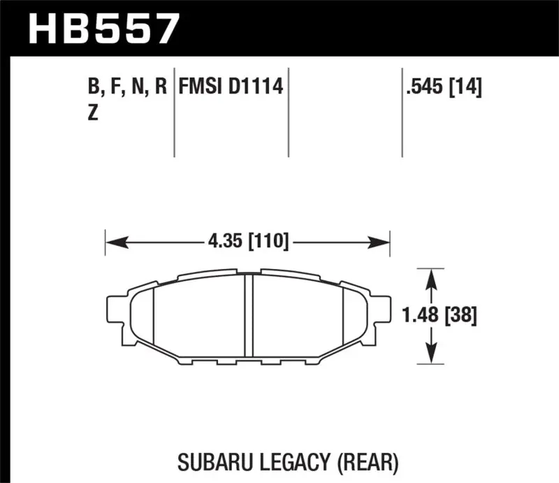 Hawk Performance Hp+ Rear Brake Pads – Optimized For 2008+ Subaru Wrx Street Use 1