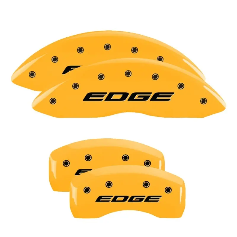Mgp 4 Caliper Covers Engraved Front & Rear Edge/2015 Yellow Finish Black Ch 1