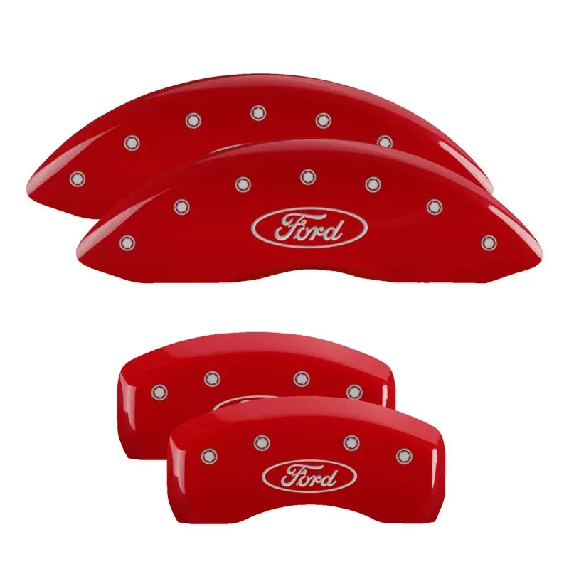 Mgp 4 Caliper Covers Engraved Front & Rear Oval Logo/Ford Red Finish Silver Char 2018 Ford Fusion 1