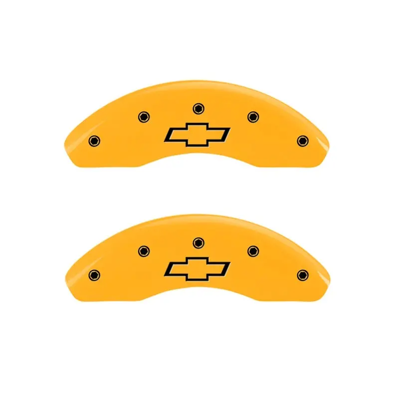 Mgp Engraved Caliper Covers For 2006 Chevrolet Hhr – Front, Bowtie Design, Yellow Accent On Black Charcoal 1